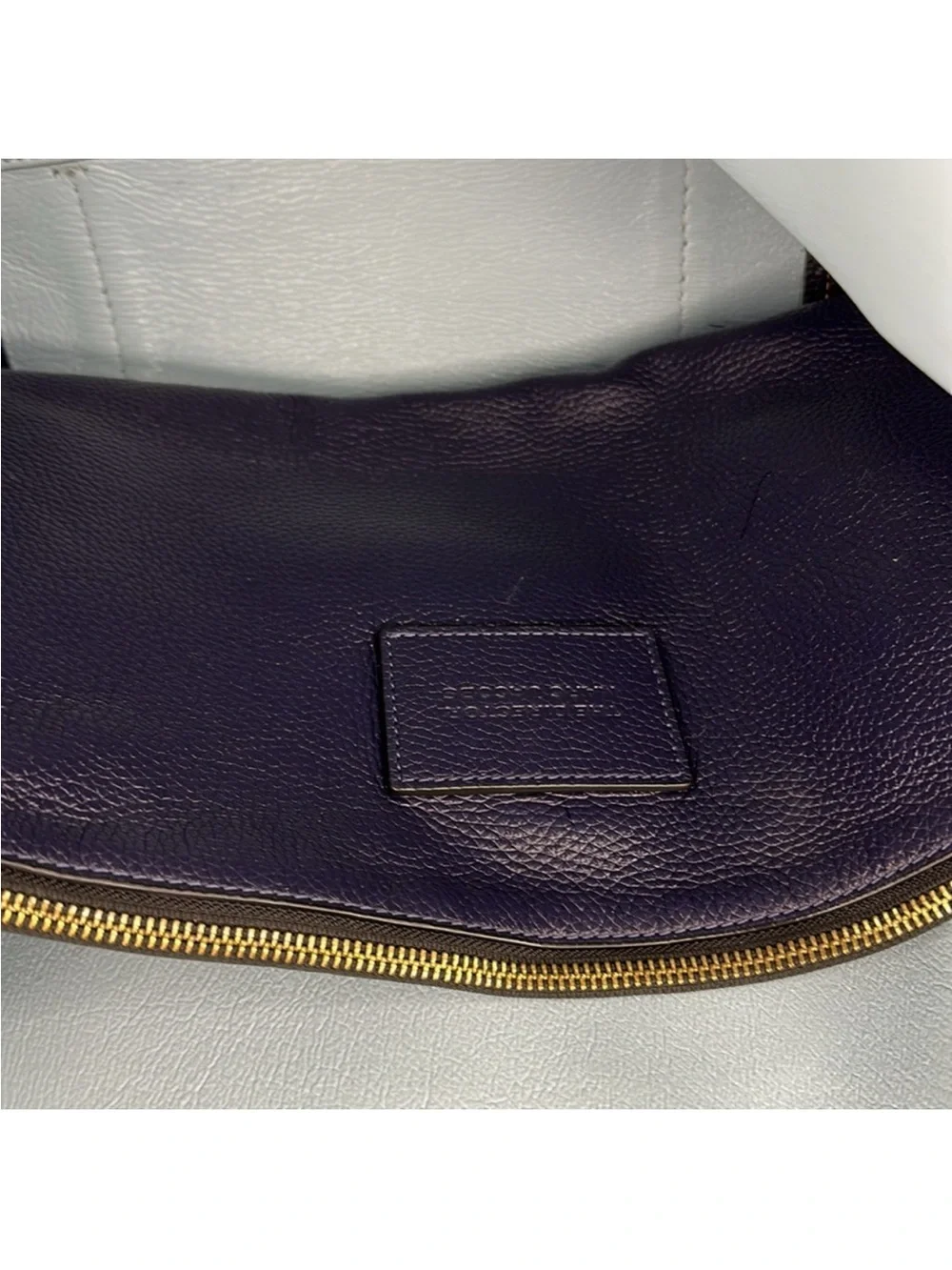 Marc Jacobs Director Bag Navy Blue Pebbled Leather Gold Hardware Tote - CE038
